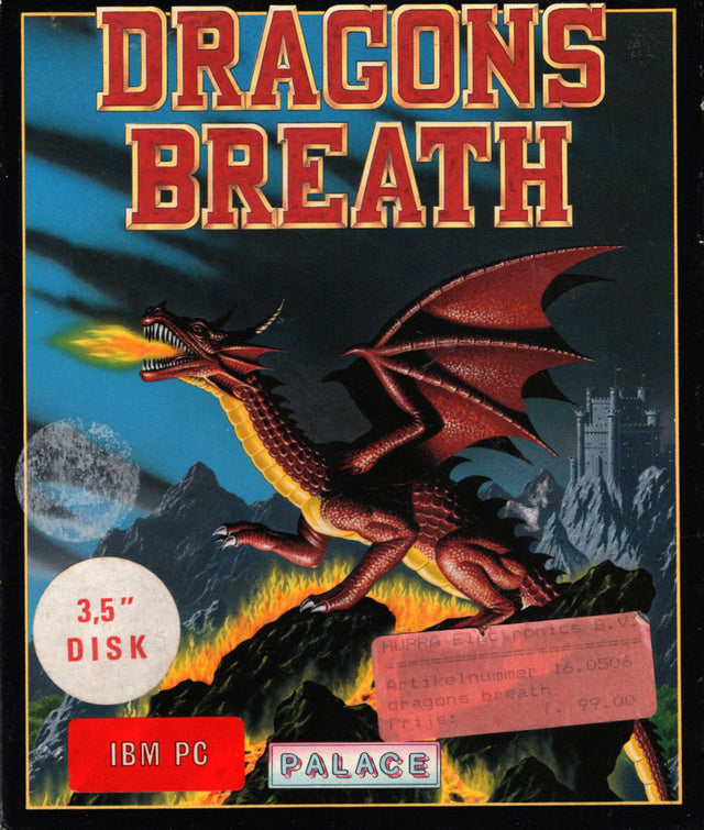 PC Dragons Breath big box van Palace, IBM PC 3,5 inch diskette-uitgave, doos voorkant met prijssticker, tweedehands