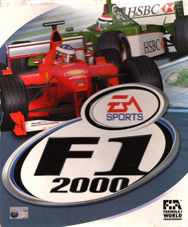 PC EA Sports F1 2000 big box, doos voorkant met Formule 1-auto's, tweedehands