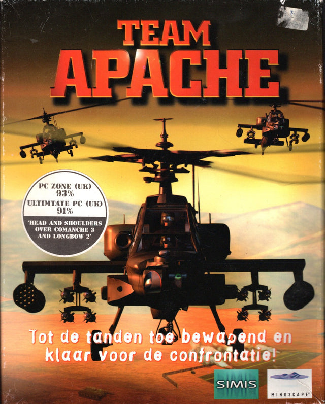 PC big box Team Apache, doos voorkant met Nederlandse tekst Tot de tanden toe bewapend, tweedehands