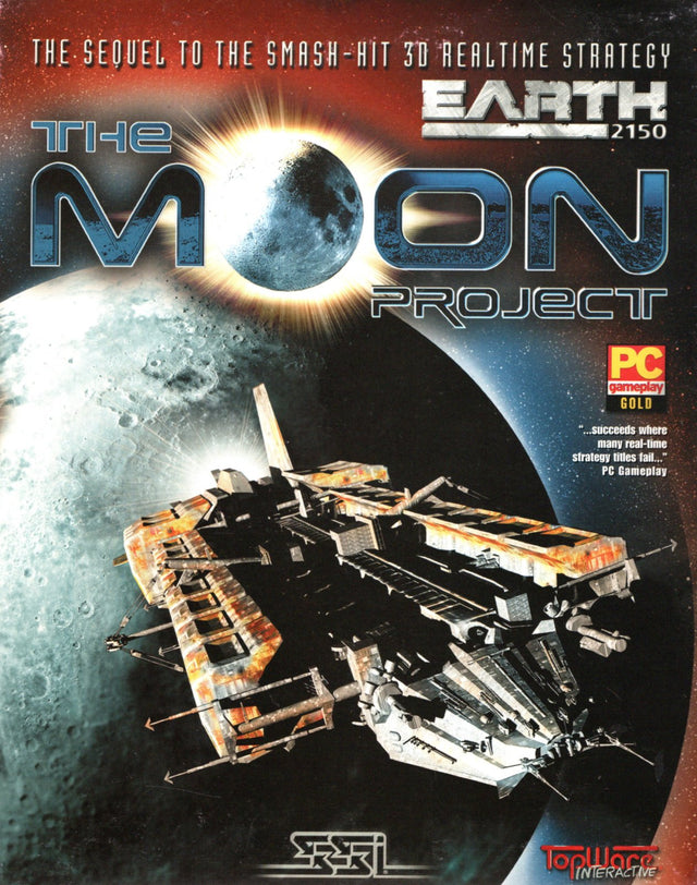 PC Earth 2150 The Moon Project big box van TopWare, doos voorkant met ruimteschip, tweedehands