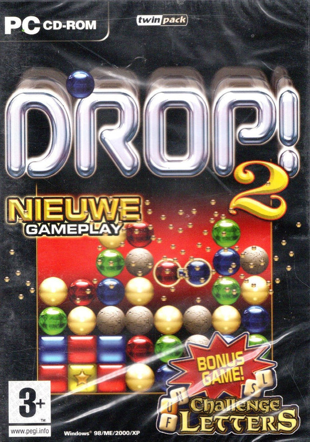 PC Drop! 2, doos voorkant, twin pack met bonusgame Challenge Letters