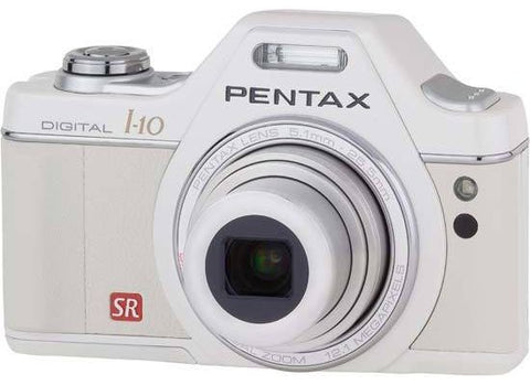 Pentax Digital i-10 digitale compactcamera, wit, voorkant in retrostijl, tweedehands