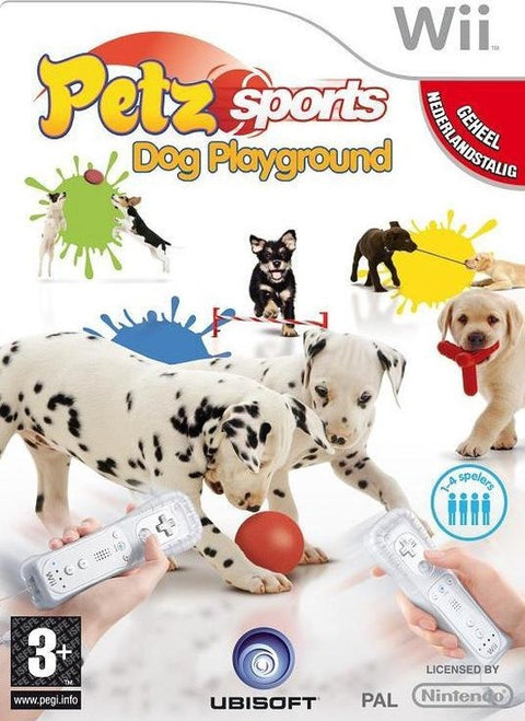 Nintendo Wii Petz Sports Dog Playground, doos voorkant met label Nederlandstalig, tweedehands