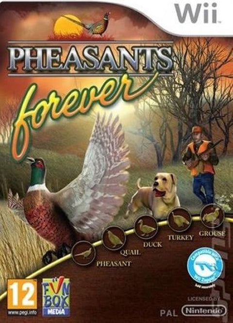 Nintendo Wii Pheasants Forever, jachtspel, doos voorkant met opvliegende fazant en jager, tweedehands