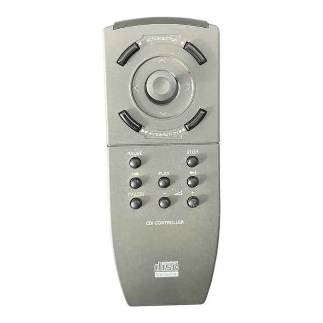 Philips CD-i thumbpad remote controller RV6701, grijs, voorkant, tweedehands