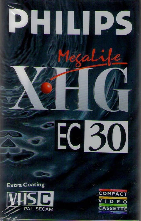 Philips MegaLife XHG EC30 VHS-C camcorder videocassette 30 minuten, verpakking voorkant