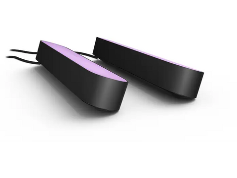 Philips Hue Play lichtbalk zwart, set van 2, twee lichtbalken met paars licht en snoeren, tweedehands