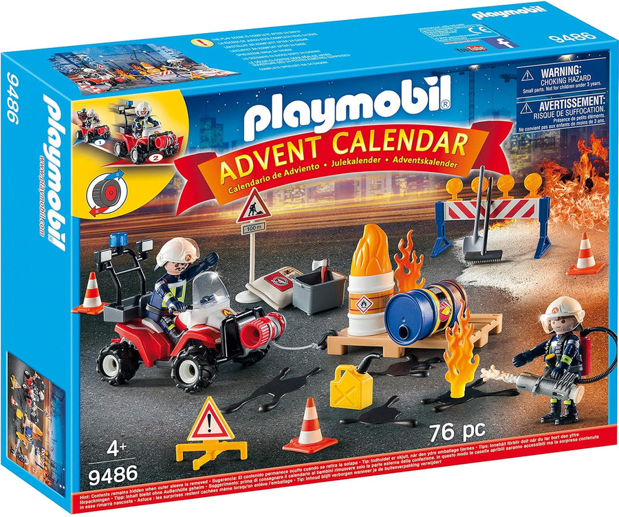 Playmobil-Adventskalender 'Brandweerinzet op de Bouwplaats' - 9486 (Nieuw)