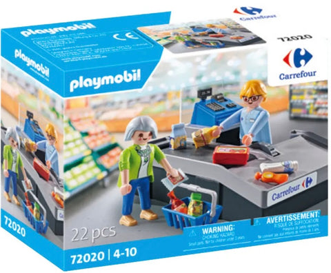 Playmobil-Carrefour Kassa Speelset met Geluidsscanner, Lopende Band en Kassa Lade - 72020 (Nieuw)