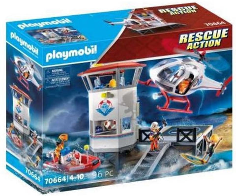 Playmobil-City Action Kustwacht Hoofdkwartier met Helikopter en Rubberboot - 70664 (Nieuw)