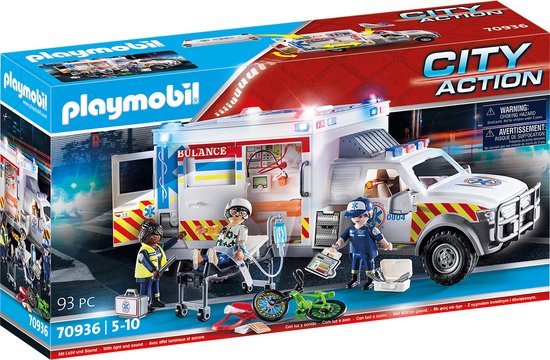 Playmobil City Action Reddingsvoertuig US Ambulance 70936, doos voorkant