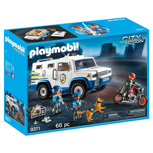 Playmobil City Action Geldtransport met Politie en Dief 9371, doos voorkant, tweedehands