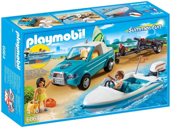 Playmobil-Summer Fun Boot + Auto Pick Up - 6864 (Nieuw)