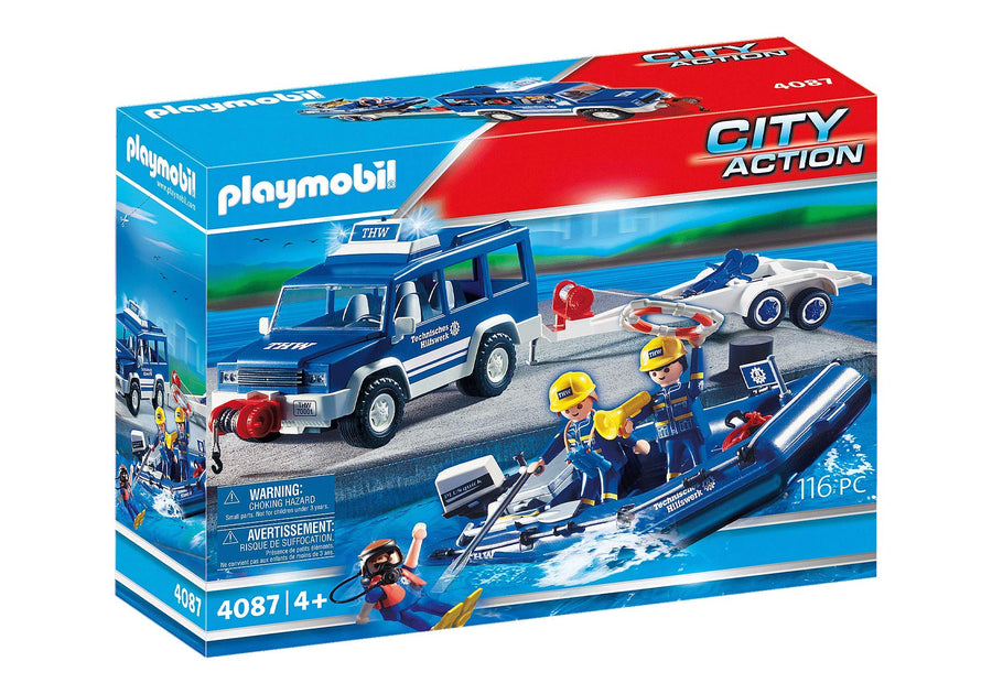 Playmobil-THW Reddingsboot met Terreinwagen en Trailer - 4087 (Nieuw)