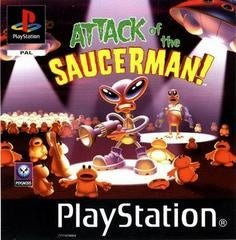 PlayStation 1 Attack of the Saucerman van Psygnosis, PAL-hoes met buitenaards wezentje met straalpistool, tweedehands