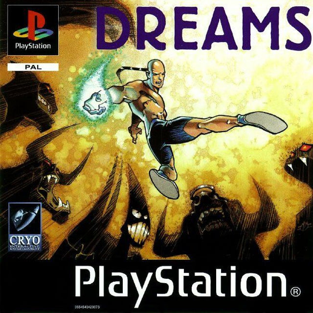 PlayStation 1 Dreams van Cryo, PAL-hoes met kale vechter die trapt tussen monsters, tweedehands