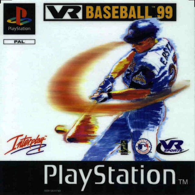 PlayStation 1 VR Baseball 99 van Interplay, PAL-hoes met slaande honkballer, tweedehands