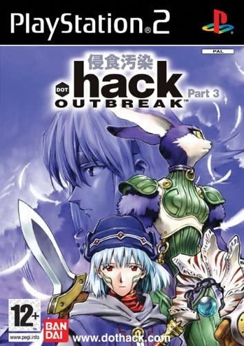 PlayStation 2 .hack Outbreak Part 3 van Bandai, doos voorkant met getekende personages, tweedehands