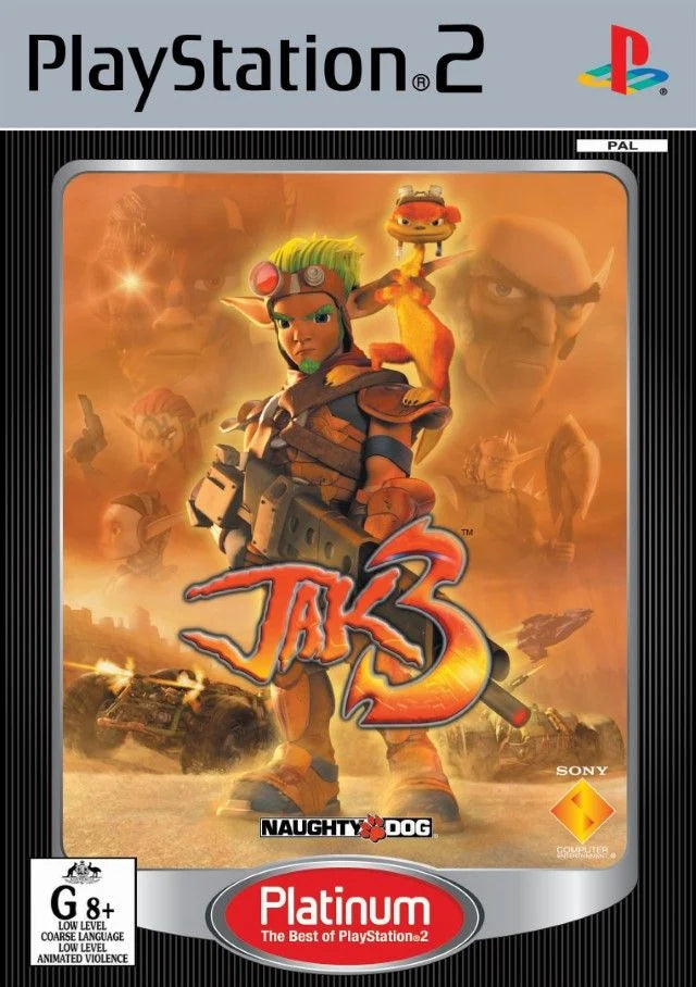 PlayStation 2 Jak 3, doos voorkant, Australische Platinum-uitgave