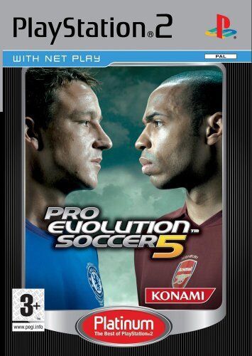 PlayStation 2 Pro Evolution Soccer 5, doos voorkant van de Platinum-uitgave