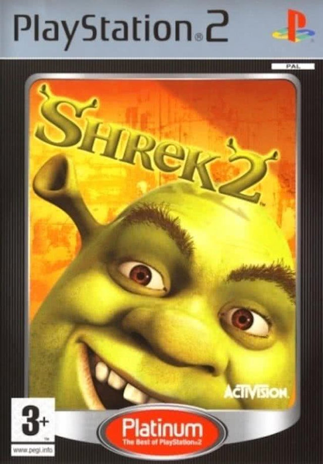 PlayStation 2 Shrek 2, Platinum-uitgave, doos voorkant met Shrek