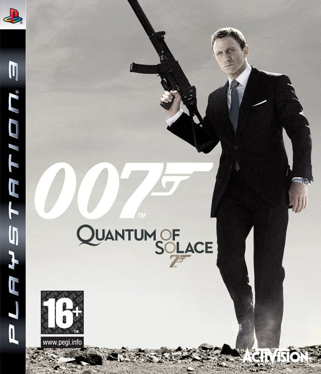 PlayStation 3 007 Quantum of Solace van Activision, doos voorkant met James Bond in pak met geweer, tweedehands