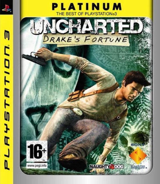 PlayStation 3 Uncharted Drake's Fortune, doos voorkant van de Platinum-uitgave