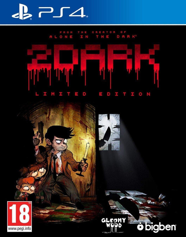 PlayStation 4 2Dark Limited Edition van Bigben, doos voorkant met man met zaklamp in een donkere gang, tweedehands