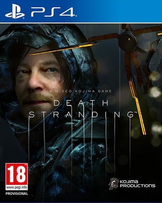 PlayStation 4 Death Stranding, doos voorkant met Sam Porter Bridges met capuchon, voorlopige hoes