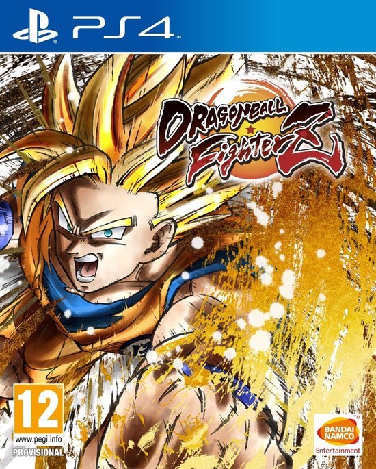 PlayStation 4 Dragon Ball FighterZ van Bandai Namco, voorlopige doos voorkant met Goku als Super Saiyan