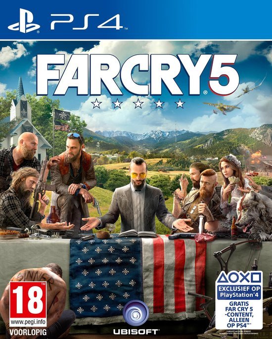 PlayStation 4 Far Cry 5, doos voorkant met Nederlandse sticker, tweedehands