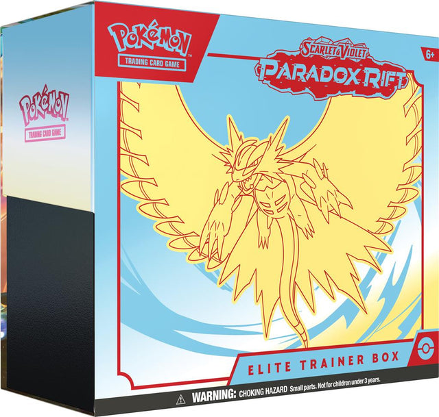 Pokémon TCG Scarlet & Violet Paradox Rift Elite Trainer Box Scream Tail, doos voorkant met Roaring Moon