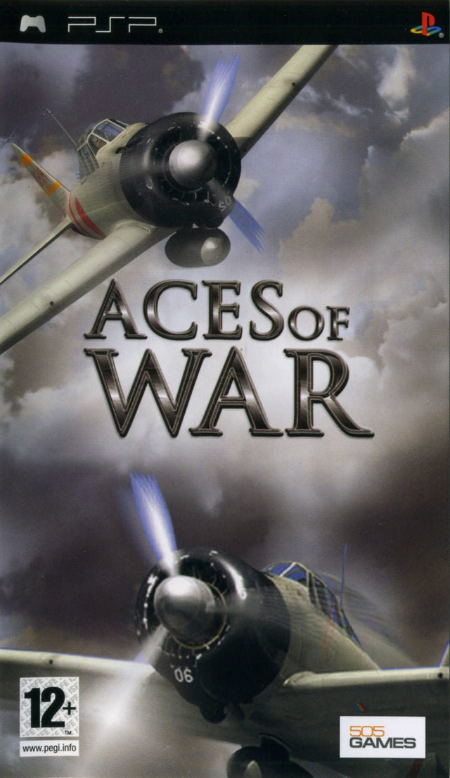 PlayStation Portable PSP Aces of War van 505 Games, grijze doos voorkant met twee propellervliegtuigen, tweedehands