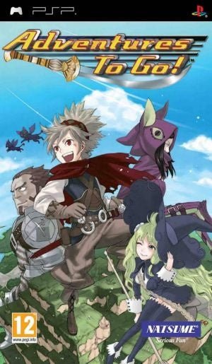 PlayStation Portable PSP Adventures to Go van Natsume, doos voorkant met getekende avonturiers, tweedehands