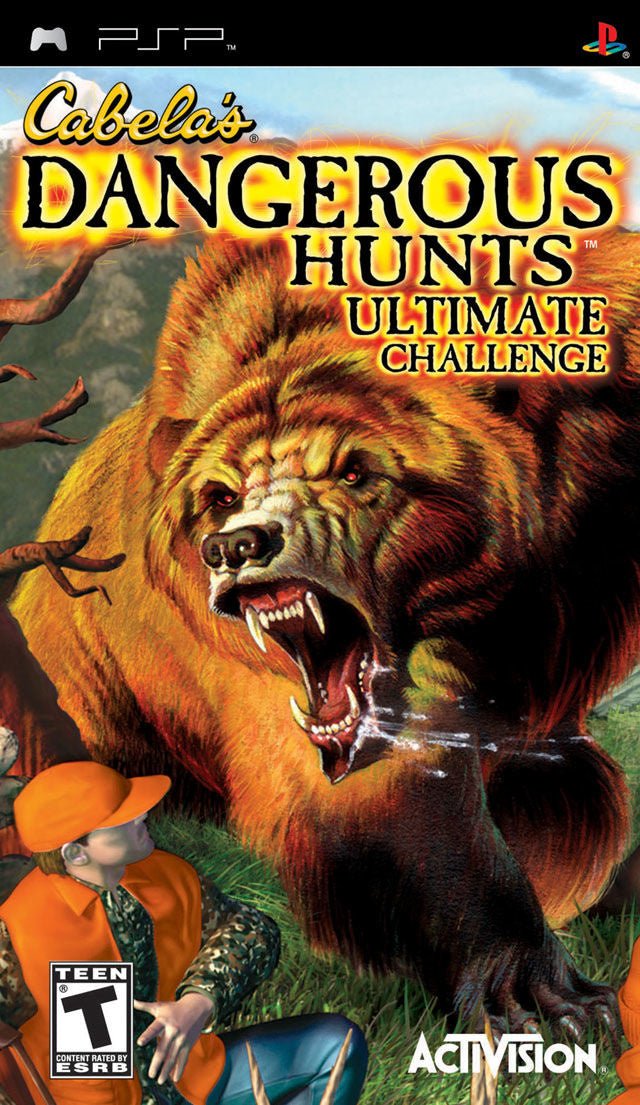 PlayStation Portable PSP Cabela's Dangerous Hunts Ultimate Challenge, ESRB-hoes met een brullende beer, tweedehands