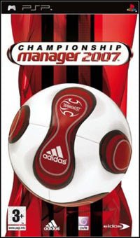 PlayStation Portable PSP Championship Manager 2007 van Eidos, rood-witte doos voorkant met een adidas-bal, tweedehands