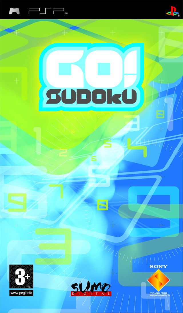 PlayStation Portable PSP Go! Sudoku van Sony, blauw-groene doos voorkant met cijfers, tweedehands
