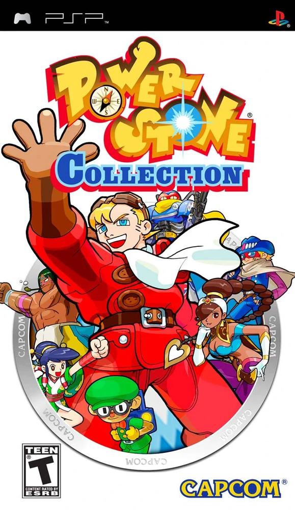 PlayStation Portable PSP Power Stone Collection van Capcom, ESRB-hoes met vechtende figuren, tweedehands