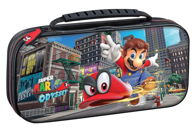 R.D.S. travel case voor Nintendo Switch Super Mario Odyssey, harde hoes met Mario en Cappy in New Donk City, tweedehands