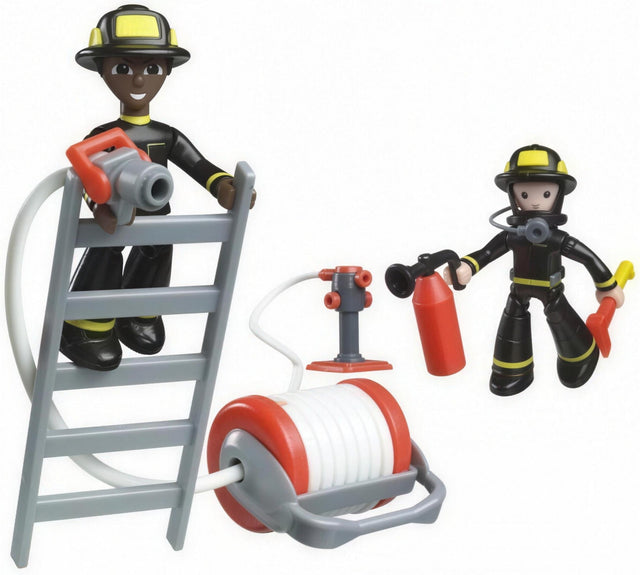 Meccano Heroes Rescue Firemen Crew 2801, opgestelde set met twee brandweerfiguren, ladder en slanghaspel