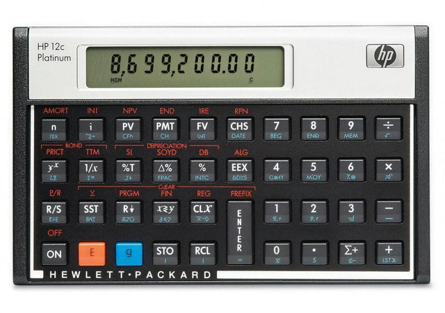 HP 12c Platinum financiële rekenmachine, zwart, voorkant
