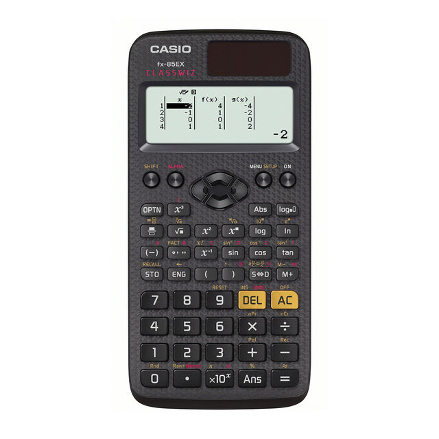 Casio fx-85EX ClassWiz wetenschappelijke rekenmachine, zwart, voorkant
