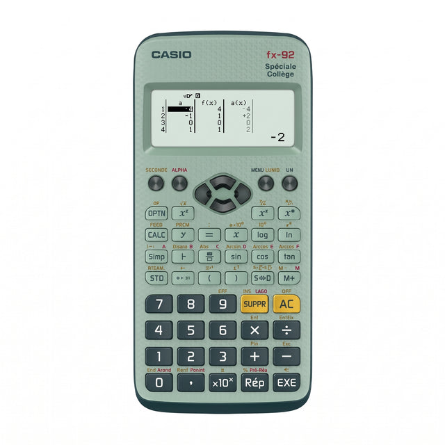 Casio fx-92 Spéciale Collège wetenschappelijke rekenmachine, groen, voorkant