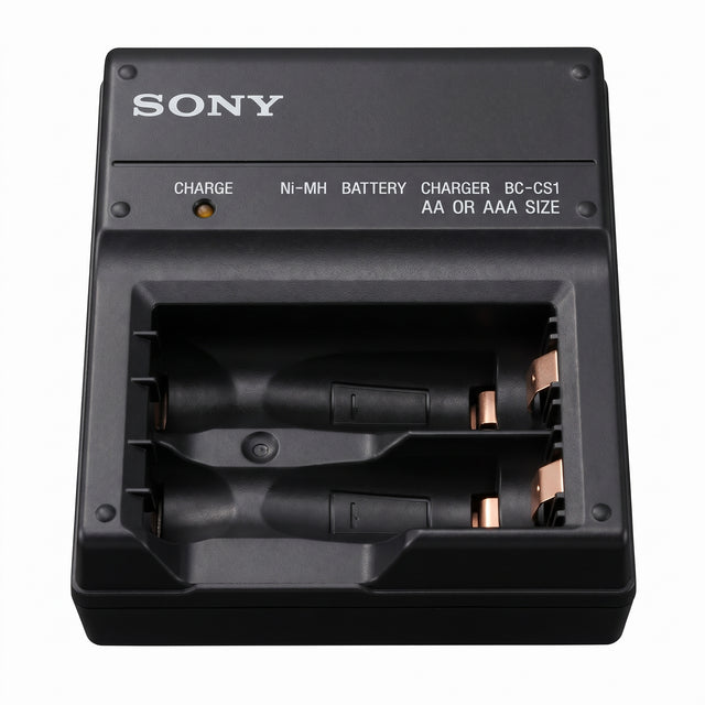 Sony BC-CS1 acculader voor oplaadbare AA en AAA batterijen, zwart, vooraanzicht