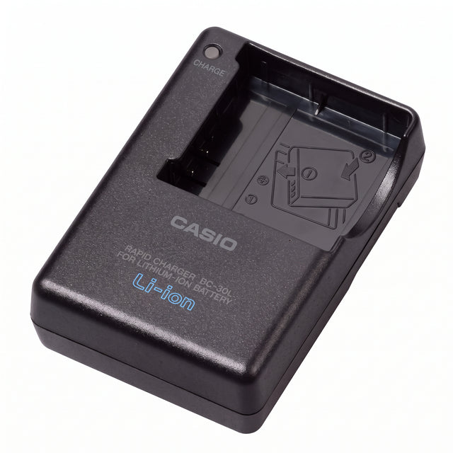 Casio BC-30L acculader voor NP-40, zwarte Rapid Charger met laadvak en CHARGE-lampje, tweedehands