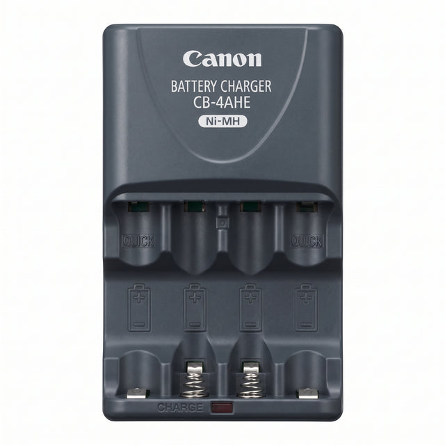 Canon CB-4AHE acculader voor oplaadbare AA Ni-MH batterijen, grijs, bovenaanzicht