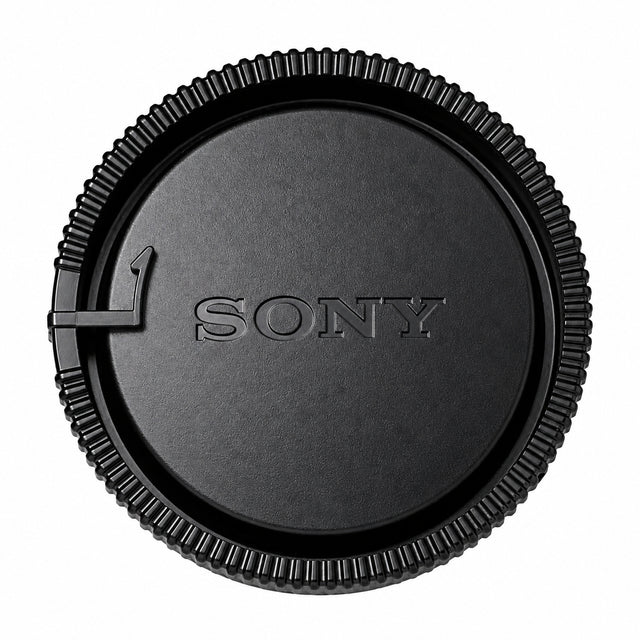 Sony ALC-R55 achterlensdop voor Sony A-mount en Minolta AF lenzen, zwart met ingeperst Sony-logo en geribbelde rand, voorkant