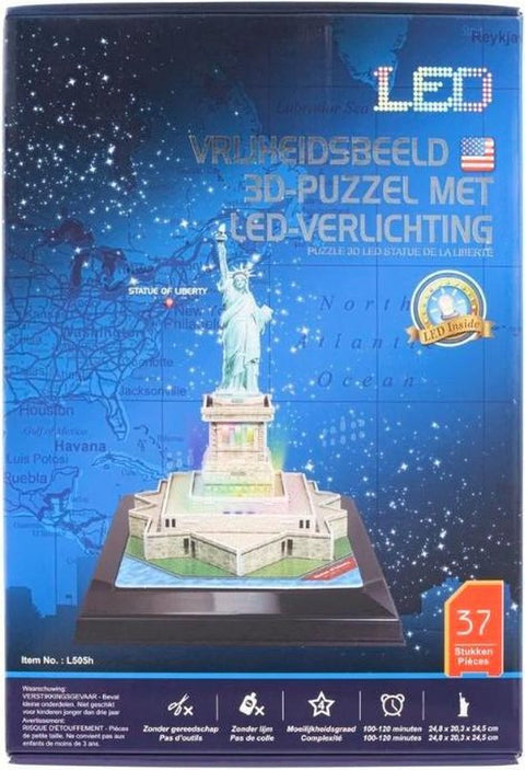 Reykja-Vrijheidsbeeld 3D Puzzel met Ledverlichting (Nieuw)