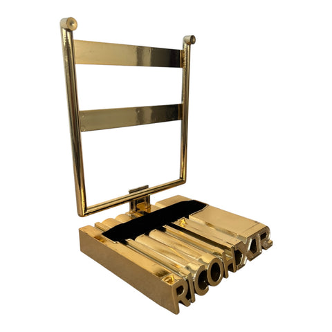 Ricoh-XR Gouden Displaystandaard – Vintage Winkeldisplay voor Camera Tweedehands