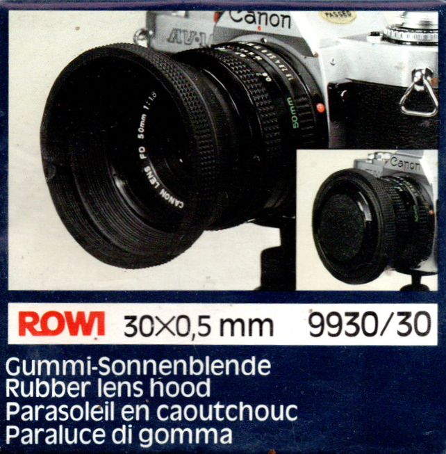 Rowi-9930/30 Rubberen Lens Hood Zonnekap 30x0.5mm (Nieuw)